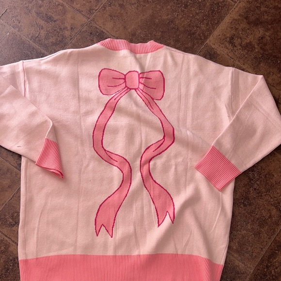 MISS sparkling - PINK BOWS CARDIGAN Medium NWOT - Picture 6 of 9